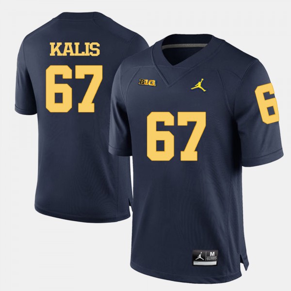 Michigan Wolverines #67 Men Kyle Kalis Jersey Navy Blue College Football Embroidery